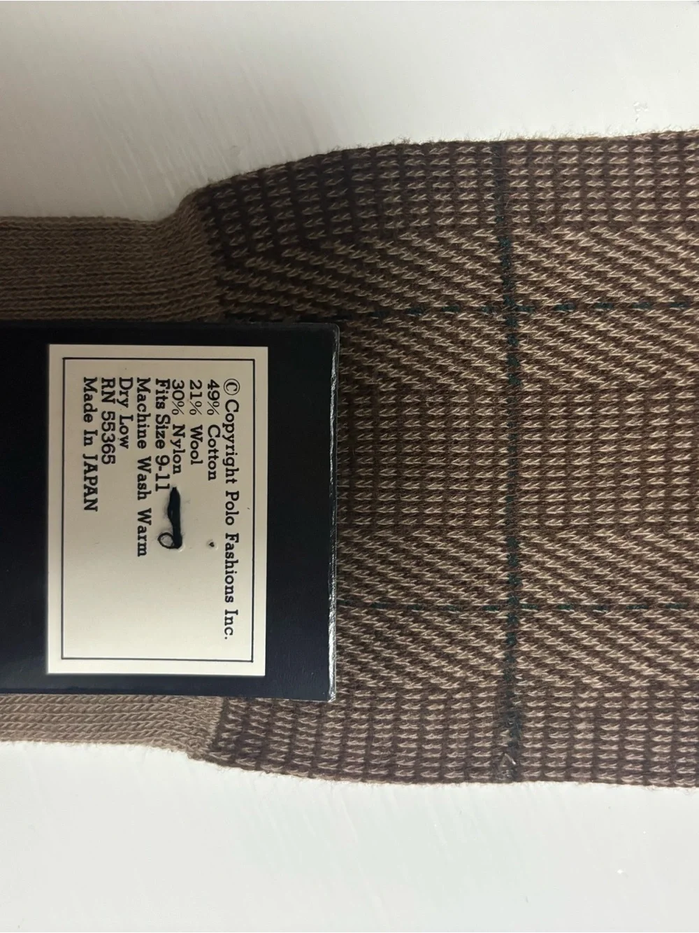 Vintage Ralph Lauren Brown Patterned long Dress Socks- NEW
